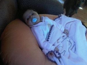 All better at home, with Daisy the dog keeping watch.