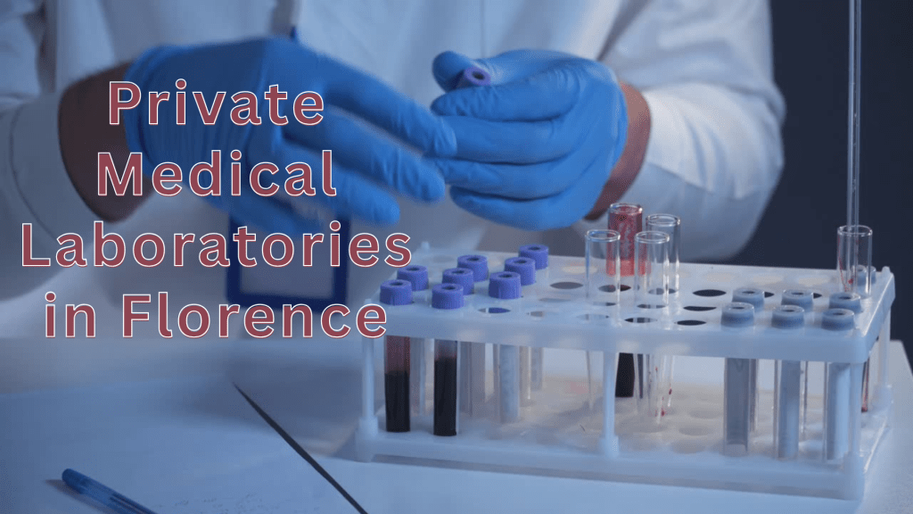 Image of a laboratory tech with tubes of blood samples for the Private Medical Laboratories in Florence, Italy